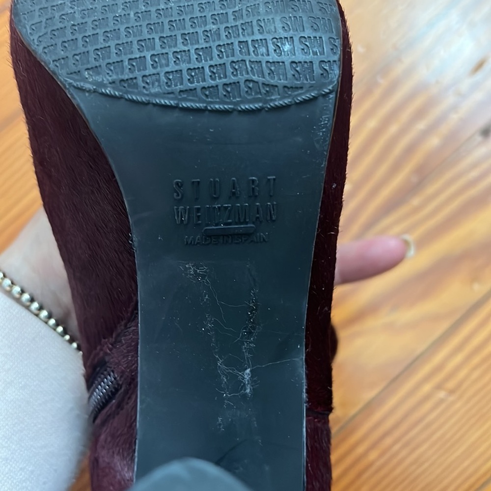 Stuart Weitzman Booties Size 7, Wine Color, Great… - image 6